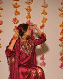 Desinger Heavy Japan Satin Farshi Salwar Top And Dupatta Set