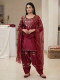 Desinger Heavy Japan Satin Farshi Salwar Top And Dupatta Set