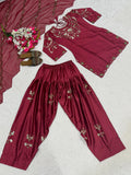 Desinger Heavy Japan Satin Farshi Salwar Top And Dupatta Set