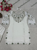 Desinger Heavy Japan Satin Farshi Salwar Top And Dupatta Set