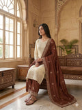 Designer Gmy Silk With Heavy Embroidery Sequence Work Top-Bottom And Dupatta Set