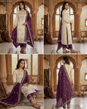 Designer Gmy Silk With Heavy Embroidery Sequence Work Top-Bottom And Dupatta Set