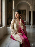 Designer Gmy Silk With Heavy Embroidery Sequence Work Top-Bottom And Dupatta Set
