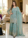 Designer Sharara Plazzo and Dupatta With eavy Fandy Crushi Silk Material With Sequence Embroidery Work