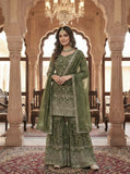 Designer Sharara Plazzo and Dupatta With eavy Fandy Crushi Silk Material With Sequence Embroidery Work