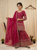 Designer Sharara Plazzo and Dupatta With eavy Fandy Crushi Silk Material With Sequence Embroidery Work
