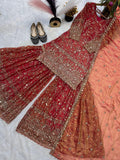 Designer Sharara Plazzo and Dupatta With eavy Fandy Crushi Silk Material With Sequence Embroidery Work