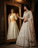 Designer Soft Butterfly Net Lehenga Choli With Real Mirror And Sequins Work