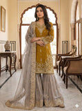 Designer Gmy Silk With Heavy Embroidery Coding Dori-Sequence Work Top-Bottom And Dupatta Set