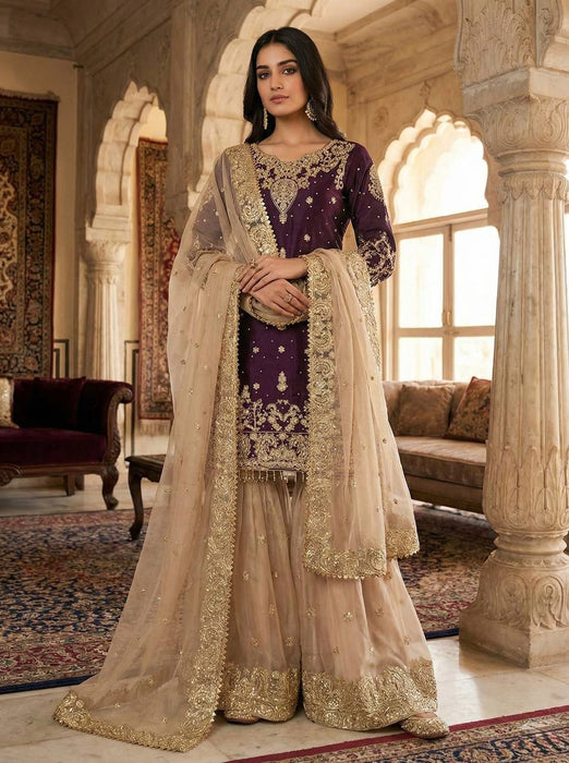 Designer Gmy Silk With Heavy Embroidery Coding Dori-Sequence Work Top-Bottom And Dupatta Set
