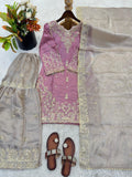 Designer Gmy Silk With Heavy Embroidery Coding Dori-Sequence Work Top-Bottom And Dupatta Set