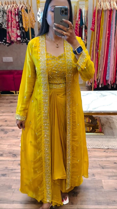 New Super Trending Party Wear Shrug with Sarara With Embroidery Work