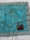 Designer Vichitra Silk Saree With Sequence And Multi Color Thread Embroidery Work