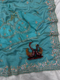 Designer Vichitra Silk Saree With Sequence And Multi Color Thread Embroidery Work