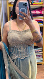 New Super Trending Embroidery Sequence work ready to wear saree with Embroidery Blouse