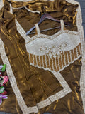 New Super Trending Embroidery Sequence work ready to wear saree with Embroidery Blouse