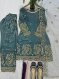 Designer Heavy Fandy Crushi Silk With Embroidery And Sequence Work