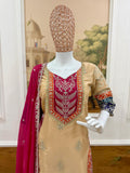 Latest Designer Rangoli Silk 3 Pieces Suit Pair With Embroidery Wor With Fancy Lace