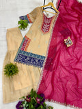 Latest Designer Rangoli Silk 3 Pieces Suit Pair With Embroidery Wor With Fancy Lace