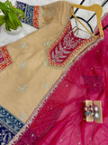 Latest Designer Rangoli Silk 3 Pieces Suit Pair With Embroidery Wor With Fancy Lace