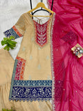 Latest Designer Rangoli Silk 3 Pieces Suit Pair With Embroidery Wor With Fancy Lace