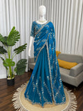 Fendy Silk with Beds Sequence work Beautiful Saree