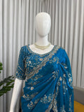 Fendy Silk with Beds Sequence work Beautiful Saree