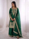 New Designer Gmy Silk With Heavy Embroidery And Sequence Work Top-Bottom And Dupatta Set