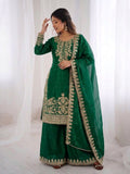 New Designer Gmy Silk With Heavy Embroidery And Sequence Work Top-Bottom And Dupatta Set