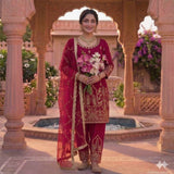 New Designer Party Wear Look Heavy Natural Crep Silk Top  Pent And Dupatta