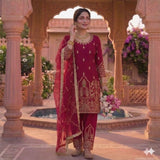 New Designer Party Wear Look Heavy Natural Crep Silk Top  Pent And Dupatta
