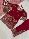 New Designer Party Wear Look Heavy Natural Crep Silk Top  Pent And Dupatta