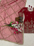 New Designer Party Wear Look Heavy Natural Crep Silk Top  Pent And Dupatta