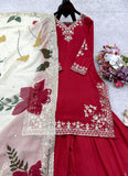 New Designer Party Wear Look Heavy Cinon Silk Top Sarara & Dupatta Set