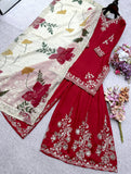 New Designer Party Wear Look Heavy Cinon Silk Top Sarara & Dupatta Set