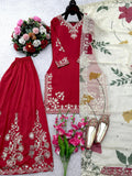 New Designer Party Wear Look Heavy Cinon Silk Top Sarara & Dupatta Set