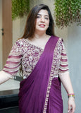 New Super Trending Embroidery Sequence work ready to wear saree with Embroidery Blouse