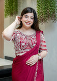 New Super Trending Embroidery Sequence work ready to wear saree with Embroidery Blouse