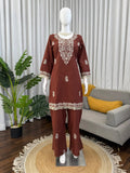 Designer Bell Bottom Set With Slub Reyon Classy Tones Premium Fabric