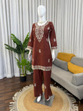 Designer Bell Bottom Set With Slub Reyon Classy Tones Premium Fabric