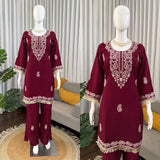 Designer Bell Bottom Set With Slub Reyon Classy Tones Premium Fabric