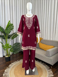 Designer Bell Bottom Set With Slub Reyon Classy Tones Premium Fabric