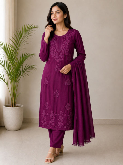 Beautiful Heavy Rayon Cotton Salwar Kameez With Embroidery Work