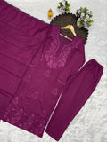 Beautiful Heavy Rayon Cotton Salwar Kameez With Embroidery Work