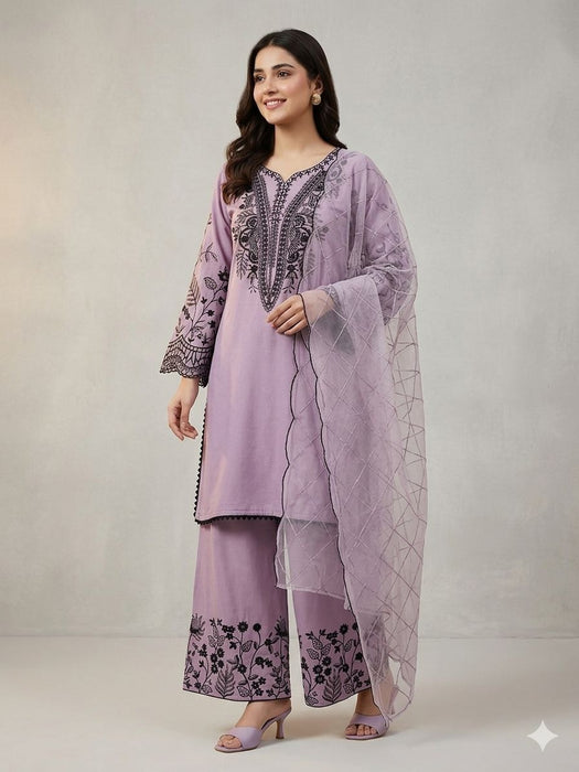 BEAUTIFUL SEQUENCE EMBROIDERED TOP PLAZZO WITH DUPATTA