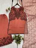 BEAUTIFUL SEQUENCE EMBROIDERED TOP PLAZZO WITH DUPATTA