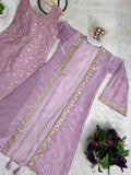 Latest Designer Jimy Silk Kurti Koti And Plazzp Set With Embroidery