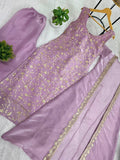 Latest Designer Jimy Silk Kurti Koti And Plazzp Set With Embroidery