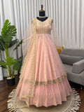 Elegant Faux Georgette Gown Lehenga - Thread & Sequin Work for Festive & Wedding Wear