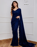 Designer Party Wear Georgette Saree With Heavy  Sequence Embrodery Work